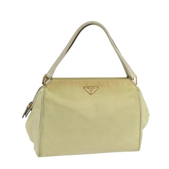 PRADA Hand Bag Nylon Beige Auth ac3438 - Picture 1 of 16
